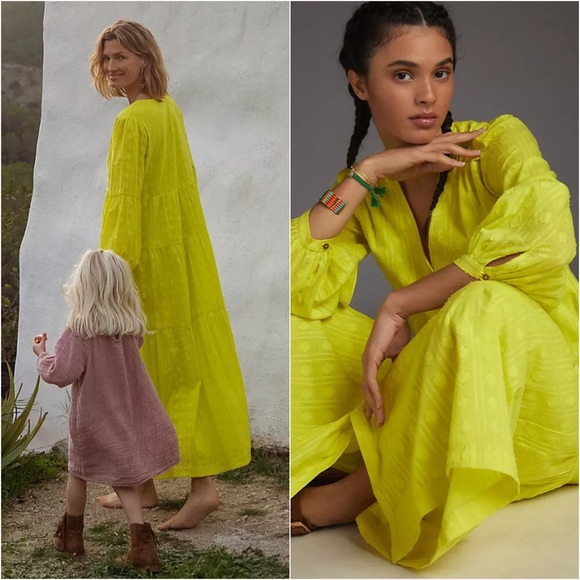 Anthropologie Dresses & Skirts - NWT RARE ANTHROPOLOGIE VIOLA TIERED MAXI DRESS IN CHARTREUSE
